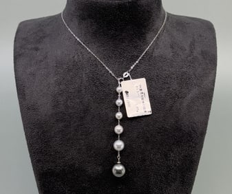 18K White Gold Akoya & Tahitian Pearl Necklace