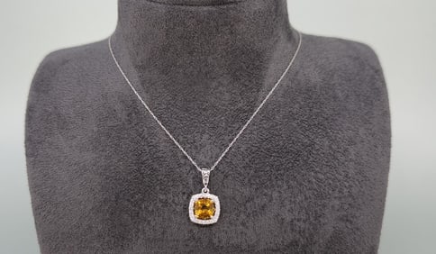 14K Gold Diamond & Citrine Necklace