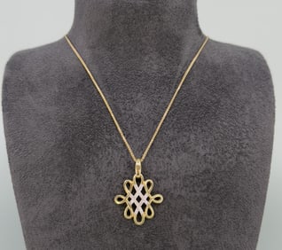 14K Gold & Diamond Knot Necklace