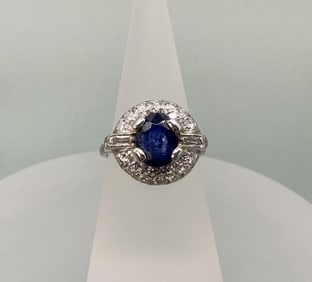 Platinum Diamond & Sapphire Ring