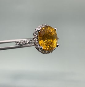 14K White Gold & Yellow Orange Sapphire Ring
