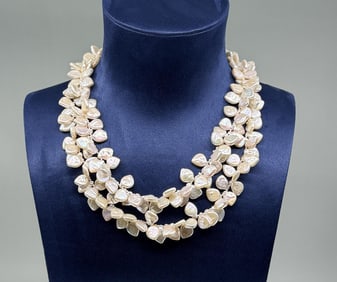 Two Strand Keshi Pearl Necklace