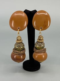 Amber and Peridot Clip On Earrings