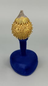 Capri Rhinestone Face Gold Tone Hedgehog Brooch