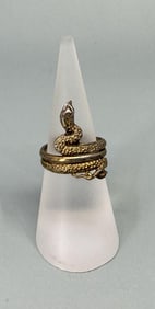 .800 Silver Spiral Serpent Snake Ring