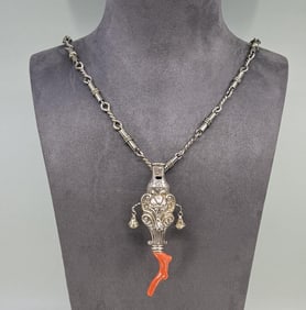 Georgian Sterling Silver Coral Whistle Rattle