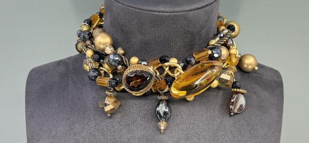 Maya Costume Jewelry Rhinestone Lucite Necklace