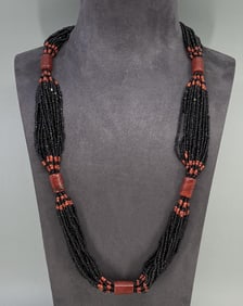 African Seed Bead Coral Necklace