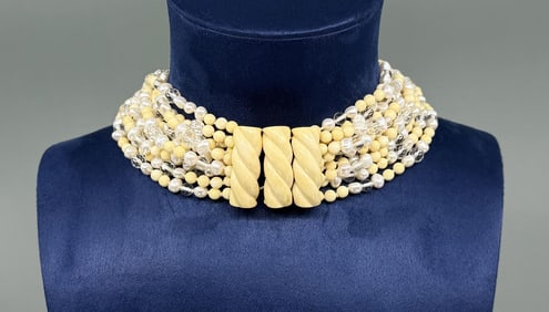Designer Made Pearl Crystal Bead Choker