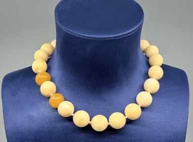 Carved Amber Bead Necklace Montana Residents Only