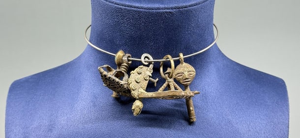 Ashanti African Bronze Pendant Necklace