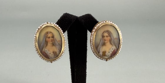 Gold Filled Seed Pearl Queen Victoria Earrings