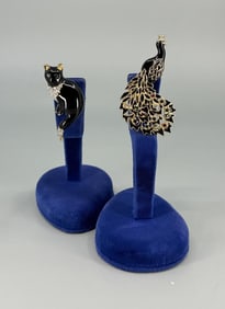 Pair Of Designer Costume Jewelry Brooches