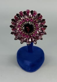 Judy Lee Purple Rhinestone Costume Jewelry Brooch