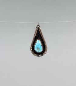 Navajo Sterling Silver Turquoise Necklace Pendant
