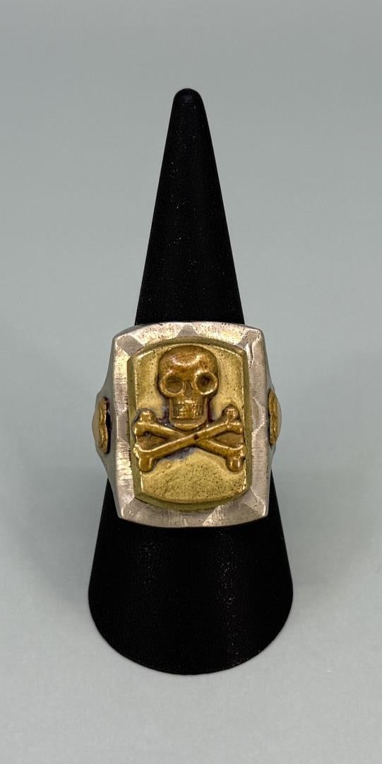 Vintage Mexican Motorcycle Biker Skull Ring (1 of 4)
