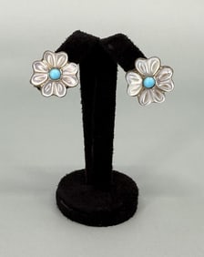 Zuni Sterling Silver Flower Earrings