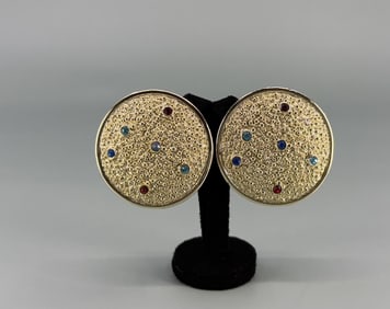 Multi Color Rhinestone Costume Jewelry Earrings