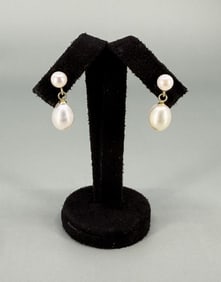14K Gold Teardrop Pearl Earrings