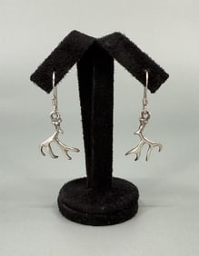 Sterling Silver Mule Deer Antler Earrings