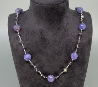 Lavender Glass Beaded Necklace