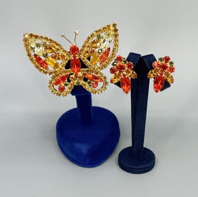 Juliana Rhinestone Butterfly Brooch & Earrings