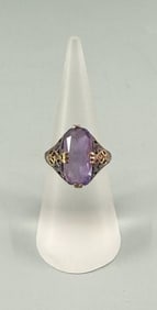Sterling Silver 18k Gold Amethyst Ring