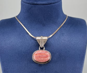 Navajo Rhodochrosite Sterling Silver Necklace