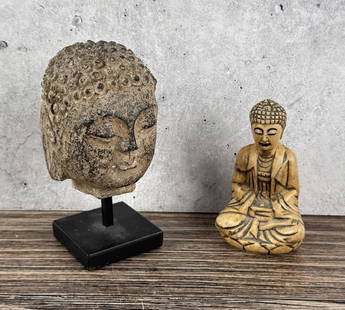 Buddha Head and Seated Buddha: Nice grouping.