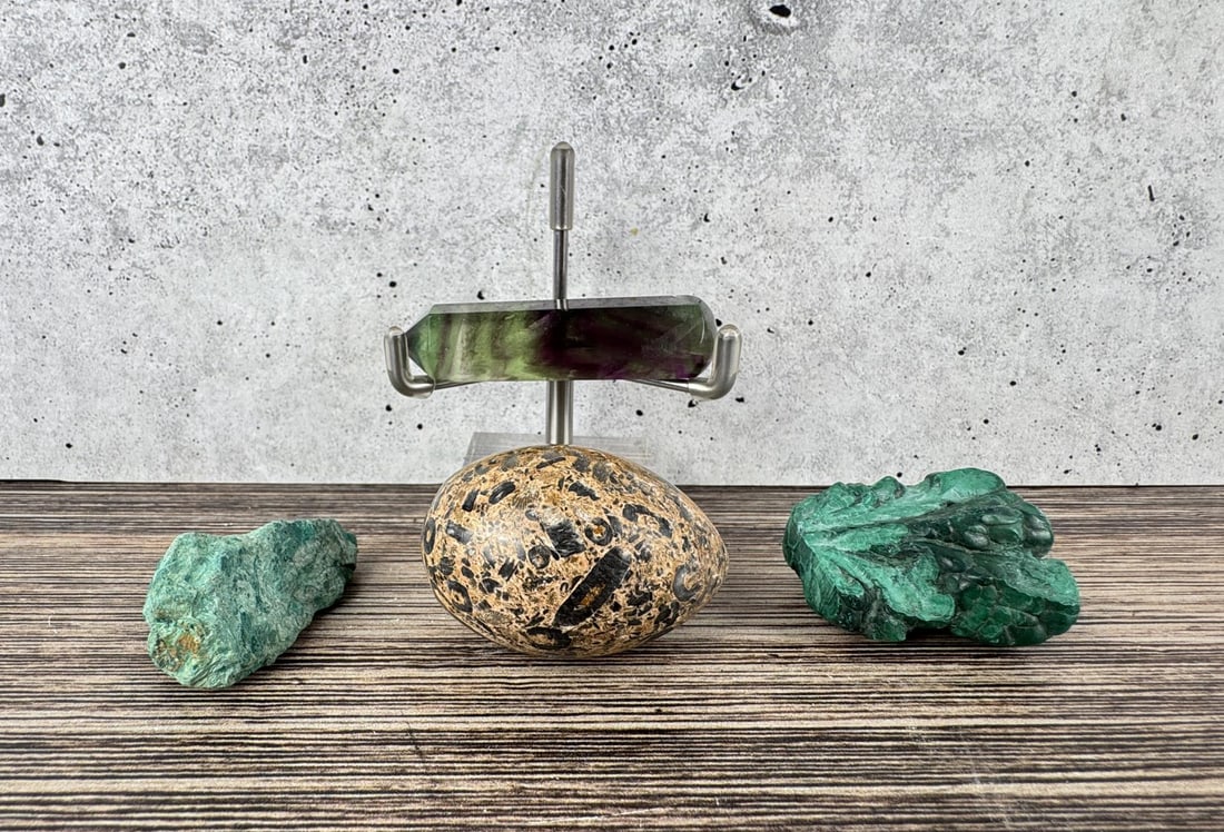 Mineral Specimen Collection: Malachite, Fluorite and others.