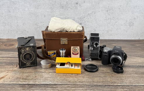 Collection of Cameras Bolex Kodak Ansco: Nice grouping.
