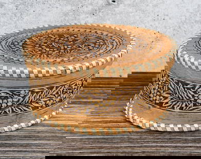 Russian Rowan Berry Birch Bark Box: 5 7/8" by 5" by 2 3/4".