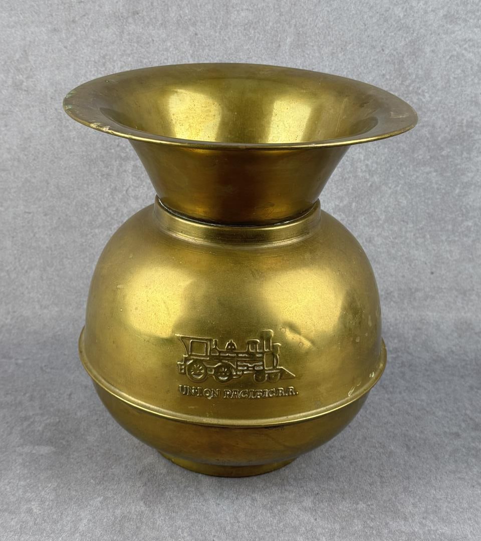 Union Pacific Railroad Brass Spittoon: 10" diameter, 9" tall.