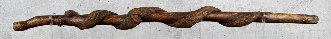 Antique Folk Art Carved Snake Walking Stick: 37" long.