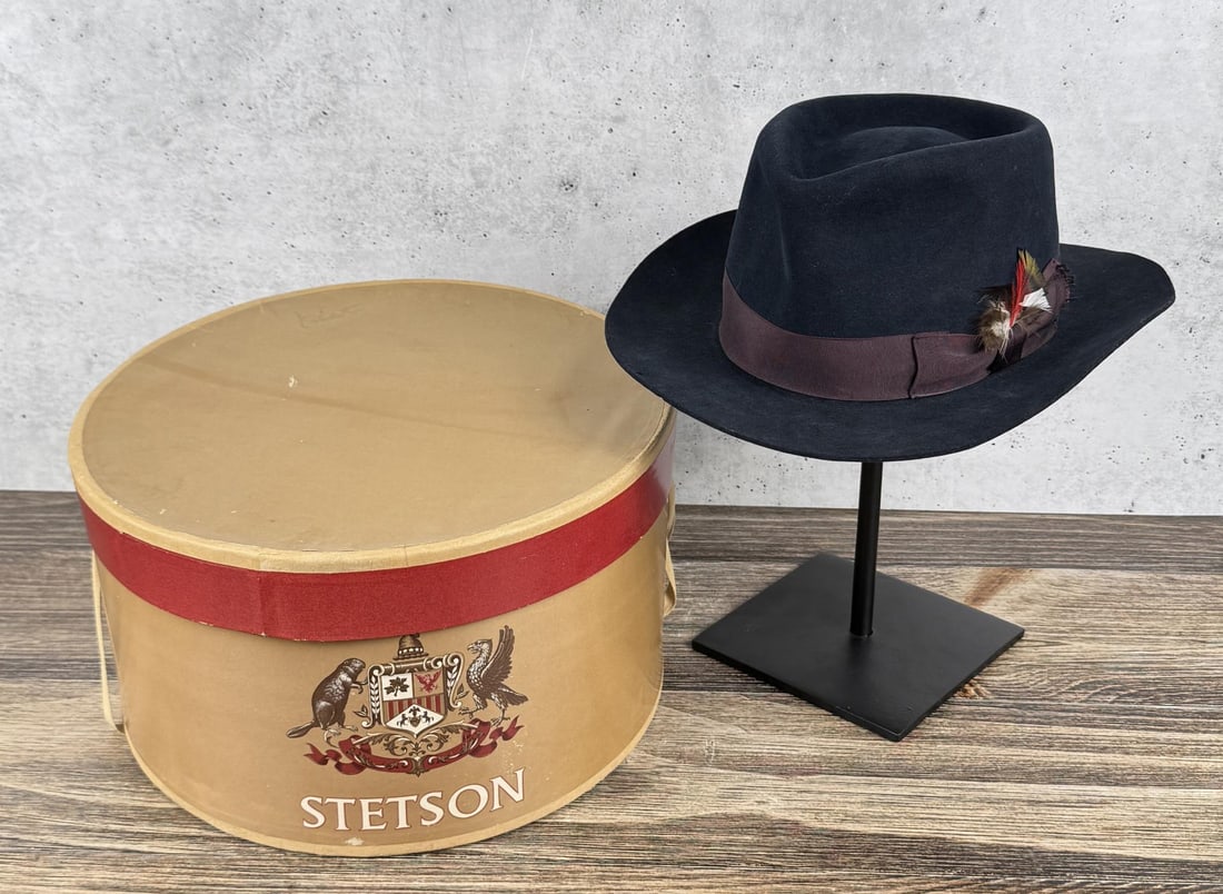 Antique Stetson Fedora Hat Made for Hoyt Axton: Owned by legendary singer songwriter Hoyt Axton. With original box. 8x Beaver, 22 1/2" circumference. Size 7 1/4