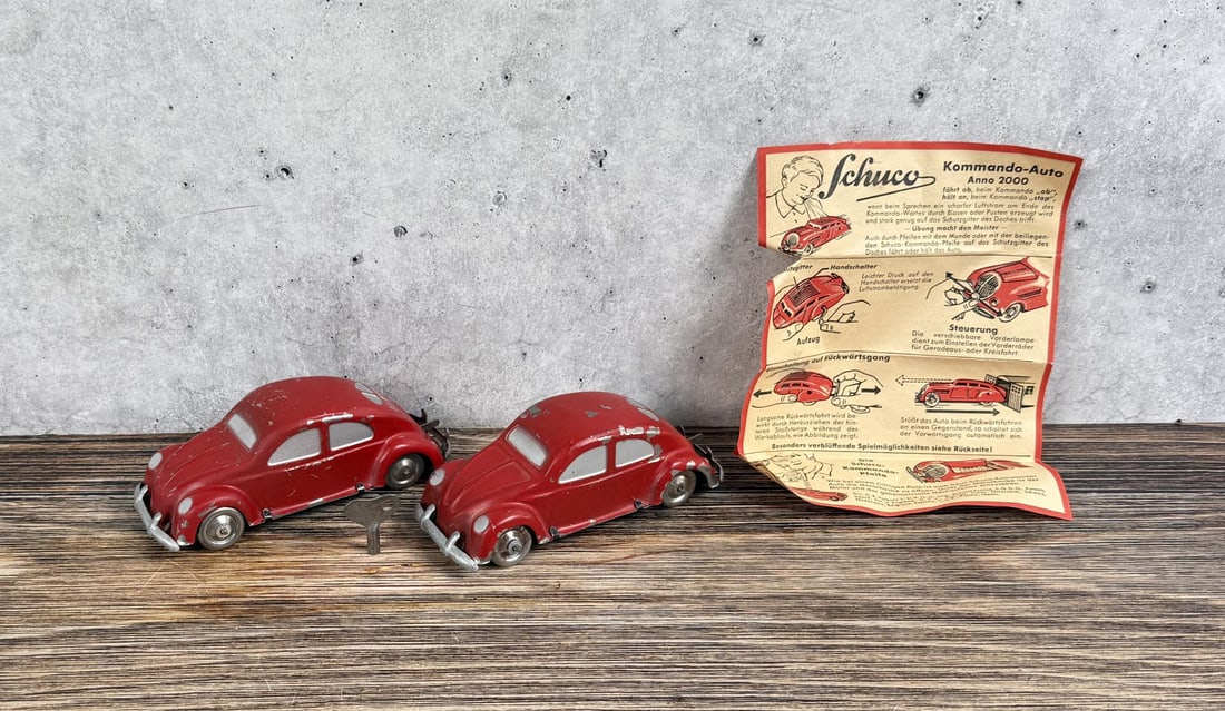 Schuco Kommando 2000 Wind Up Toy Cars: Group of two, both in working order.