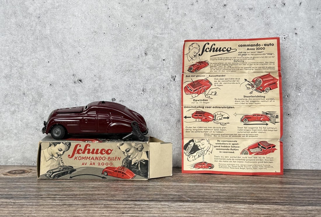 Schuco Kommando Anno 2000 Wind Up Toy Car: Not working. Comes with original box.