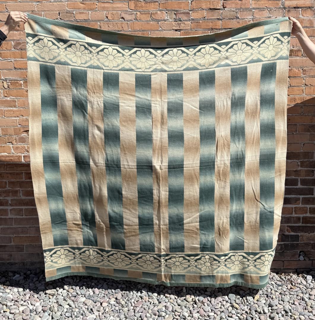 Antique Wool Camp Blanket: 67" by 72"