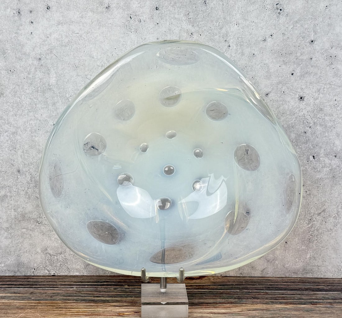 Mid Century Murano Opalescent Bubble Bowl: 8 1/4" diameter, 1 1/2" tall.
