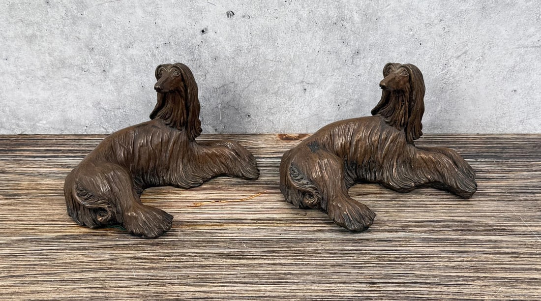 North Light Afghan Hound Dog Sculptures: 5 1/8" by 3 1/4" by 3 1/4"
