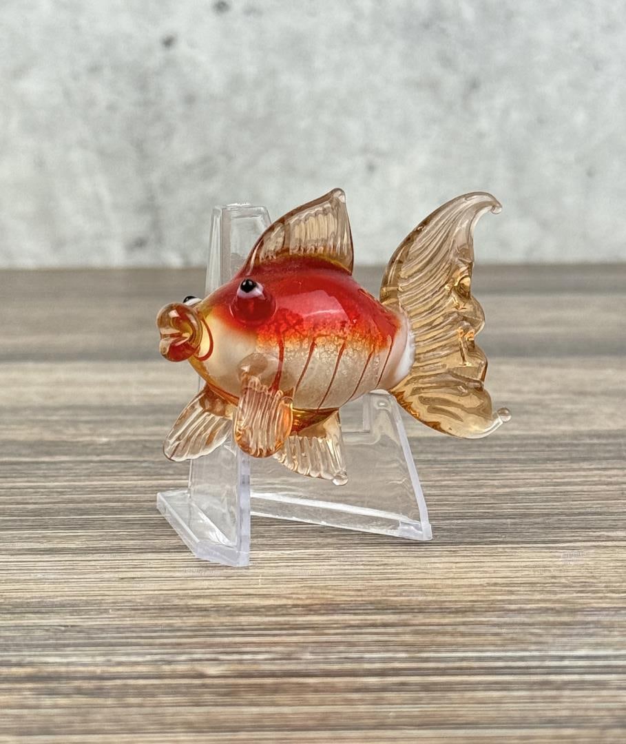 Murano Blown Glass Goldfish: 2 3/4" by 2" by 1 1/8".