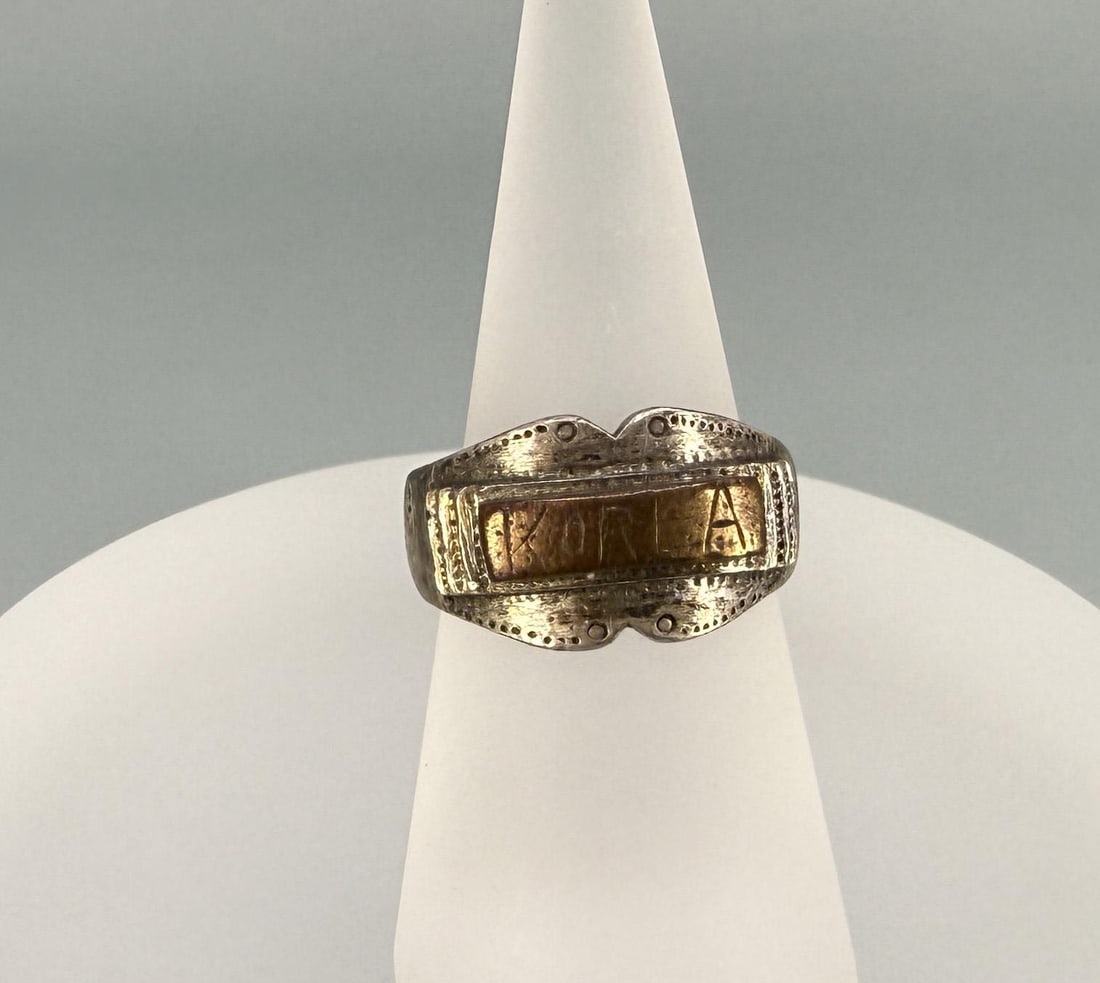 Korean War Trench Art Sterling Silver Ring: Size 9.