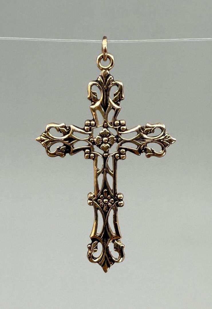 14K Gold Filled Cross Pendant: 1 5/8" long.