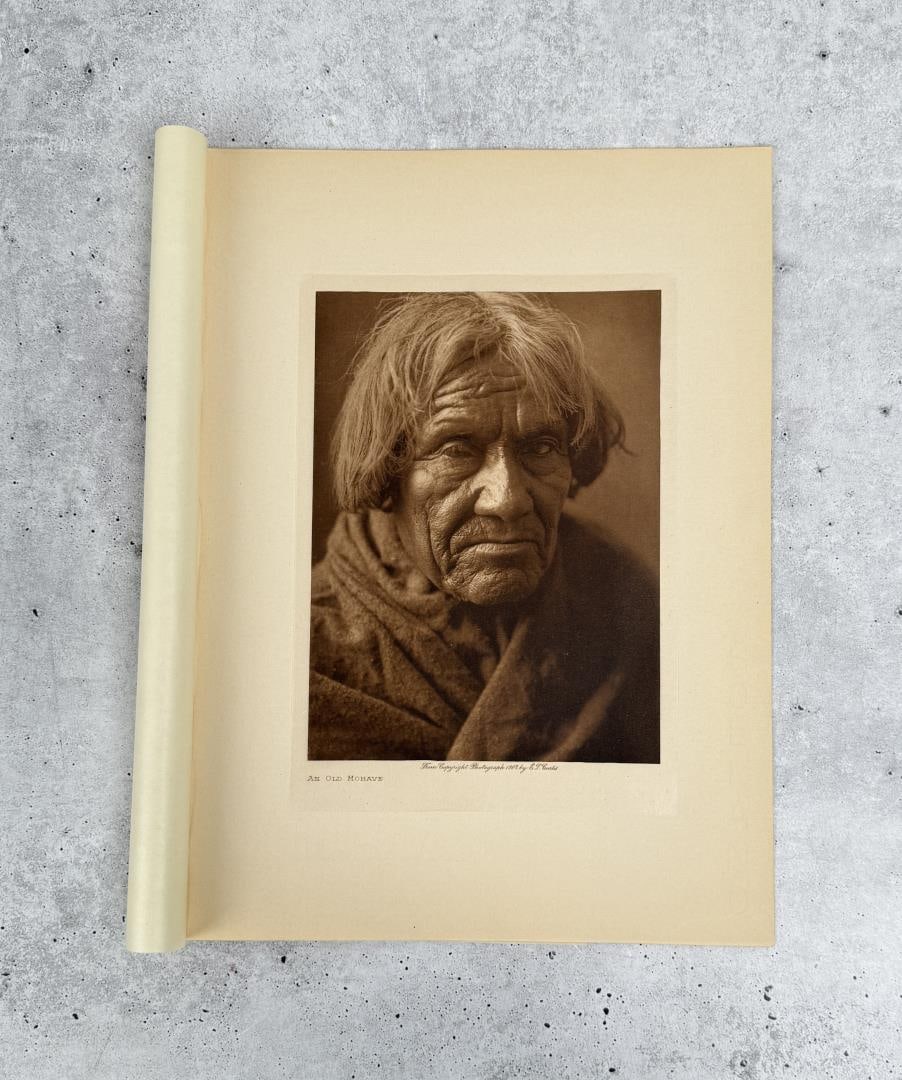 Edward Curtis Photogravure And Old Mother: Original 1908 Gampi Tissue Photogravure from Edward Curtis The North American Indian Volume 2. 9" by 12".