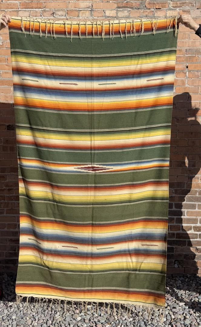 Antique Mexican Wool Serape Saltillo Blanket (1 of 3)
