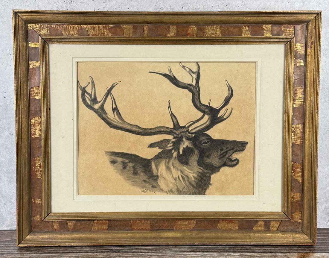 Olaf Carl Seltzer Stag Charcoal Drawing (1 of 5)