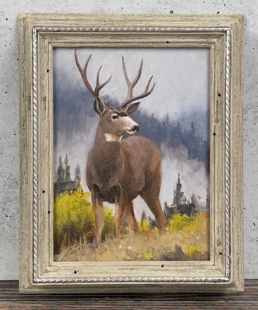 Jason Lee Tako Leaving the Plains Oil Painting: Title is Leaving the Plains, 30 Days on the Plains. 6" by 8" unframed. 8 1/2" by 10 1/2" framed. Oil on Board. Jason Lee Tako (20/21st century) is active/lives in Pennsylvania, Minnesota. Jason Tako i
