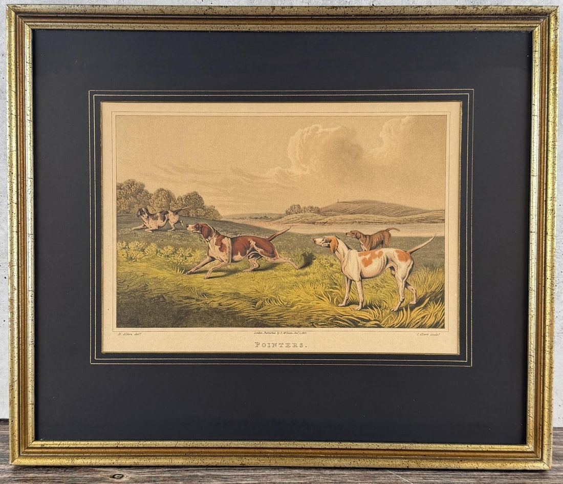 Henry Thomas Alken Pointers Lithograph: 16" by 19" framed.