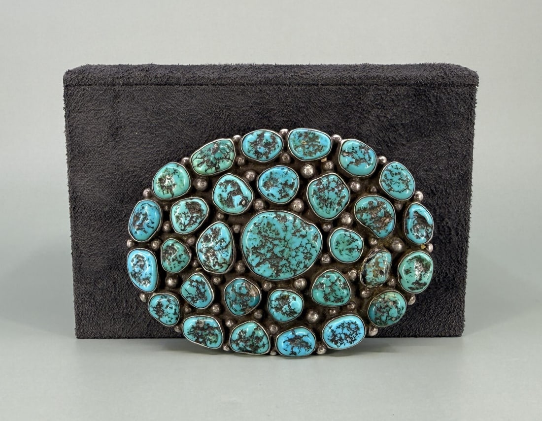 Stunning Navajo Sterling Turquoise Belt Buckle (1 of 4)