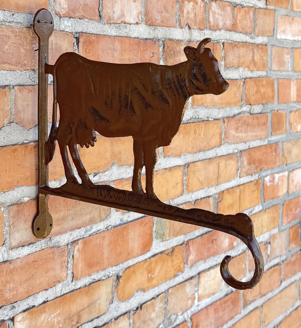 Rustic Cast Iron Cow Plant Hanger: 13 1/4" by 12"